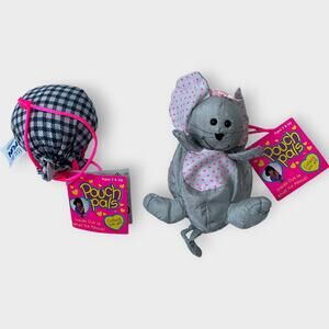 VTG Pouch Pals 1997 Plush Toy Bracelet Cow Mouse Cute Tiny Janex Corporation